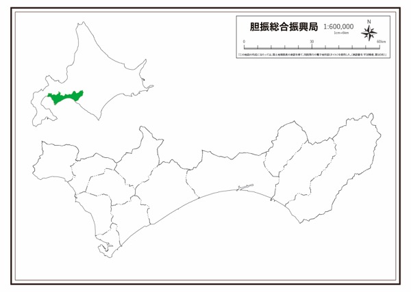 胆振総合 行政界 の白地図 ラクして 楽しい 楽地図