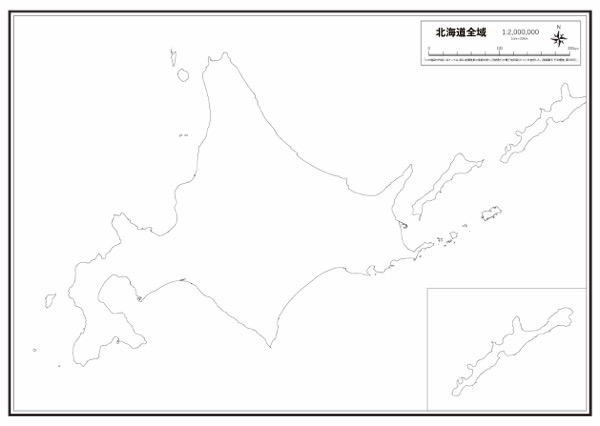 北海道 県域のみ の白地図 ラクして 楽しい 楽地図
