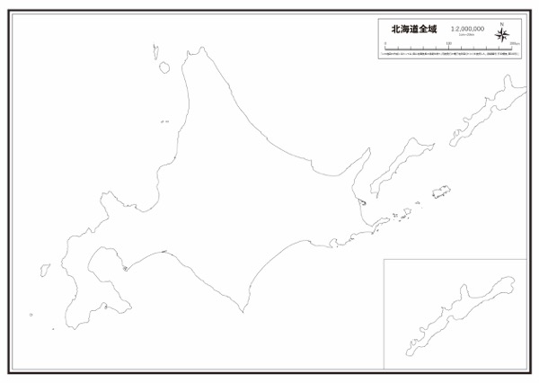 北海道 県域 の白地図 ラクして 楽しい 楽地図