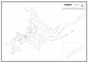 北海道 市区町村名 の白地図 ラクして 楽しい 楽地図