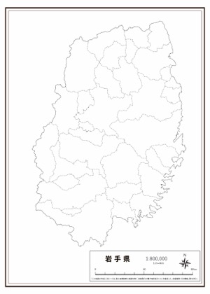 岩手県 行政界 の白地図 ラクして 楽しい 楽地図