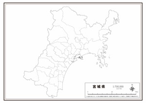 宮城県 行政界 の白地図 ラクして 楽しい 楽地図