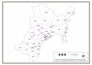 宮城県 県域のみ の白地図 ラクして 楽しい 楽地図