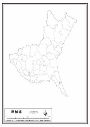 茨城県 市区町村名 の白地図 ラクして 楽しい 楽地図