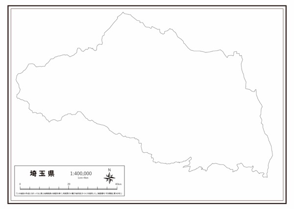 埼玉県 県域のみ の白地図 ラクして 楽しい 楽地図