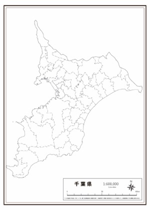 千葉県 県域のみ の白地図 ラクして 楽しい 楽地図