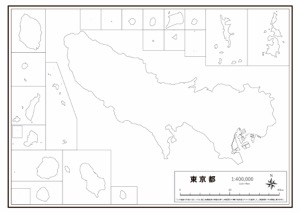 東京都 県域のみ の白地図 ラクして 楽しい 楽地図