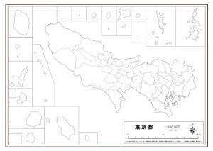 東京都 県域のみ の白地図 ラクして 楽しい 楽地図