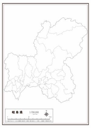 岐阜県 行政界 の白地図 ラクして 楽しい 楽地図