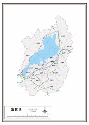 滋賀県 県域のみ の白地図 ラクして 楽しい 楽地図