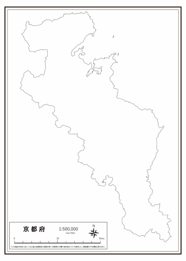 京都府 県域のみ の白地図 ラクして 楽しい 楽地図
