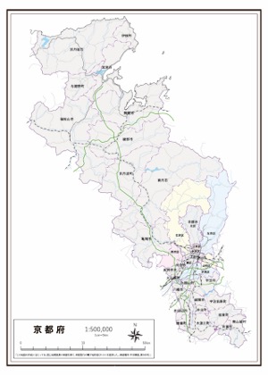 京都府 市区町村名 の白地図 ラクして 楽しい 楽地図