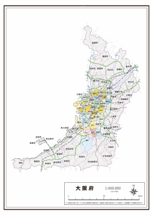 大阪府 県域のみ の白地図 ラクして 楽しい 楽地図