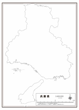 兵庫県 県域 の白地図 ラクして 楽しい 楽地図