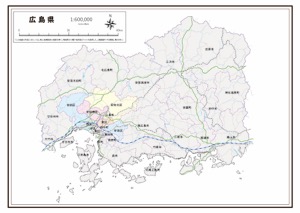 広島県 市区町村名 の白地図 ラクして 楽しい 楽地図