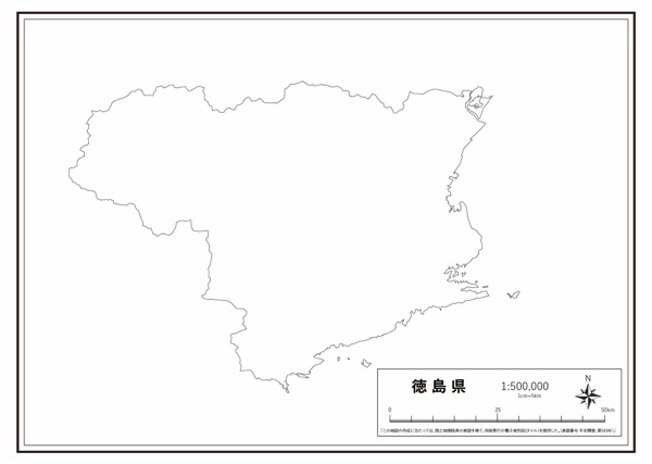 徳島県 県域のみ の白地図 ラクして 楽しい 楽地図