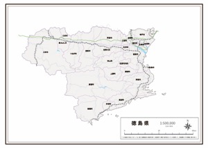 徳島県 県域のみ の白地図 ラクして 楽しい 楽地図