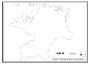 福岡県 県域のみ の白地図 ラクして 楽しい 楽地図