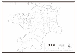 福岡県 県域のみ の白地図 ラクして 楽しい 楽地図