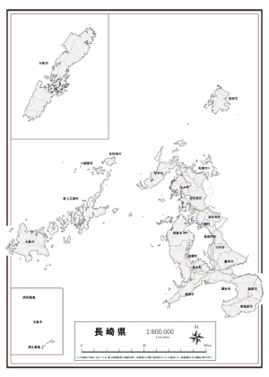 長崎県 県域のみ の白地図 ラクして 楽しい 楽地図