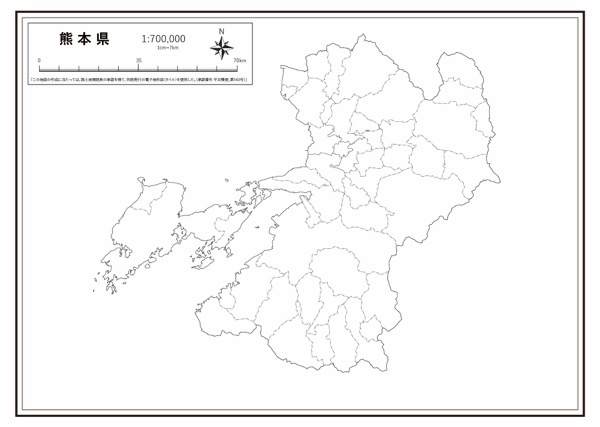 熊本県 行政界 の白地図 ラクして 楽しい 楽地図