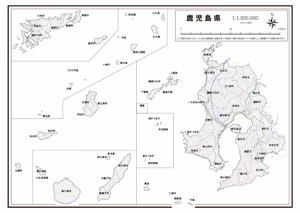 鹿児島県 県域のみ の白地図 ラクして 楽しい 楽地図