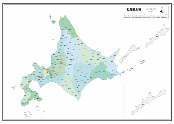 北海道地方 市区町村名 河川 湖沼 水域 の白地図 ラクして 楽しい 楽地図