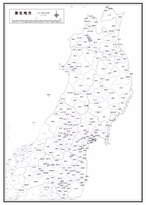 東北地方 県域 の白地図 ラクして 楽しい 楽地図