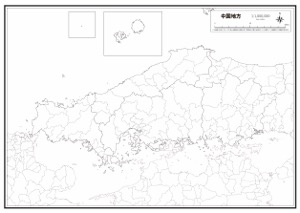 中国地方 市区町村名 の白地図 ラクして 楽しい 楽地図