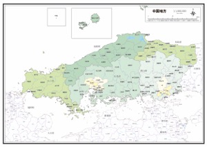 中国地方 市区町村名 河川 湖沼 水域 の白地図 ラクして 楽しい 楽地図