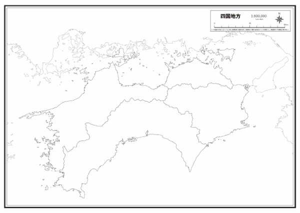 四国地方 県域 の白地図 ラクして 楽しい 楽地図