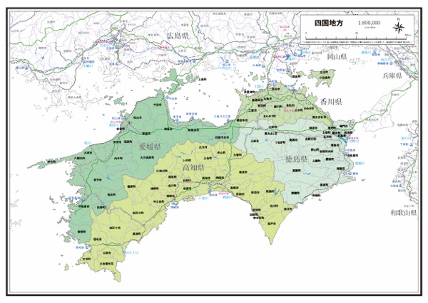 四国地方 空港名 港湾名 の白地図 ラクして 楽しい 楽地図