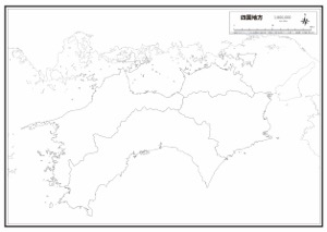 四国地方 道路 鉄道 の白地図 ラクして 楽しい 楽地図