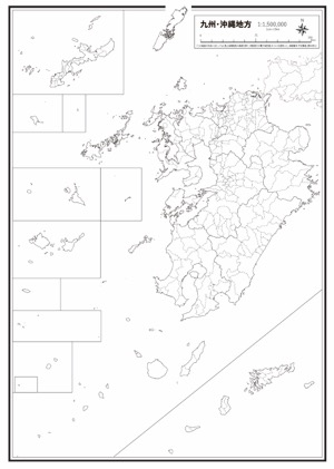 九州 沖縄 市区町村名 の白地図ダウンロード ラクして 楽しい 楽地図